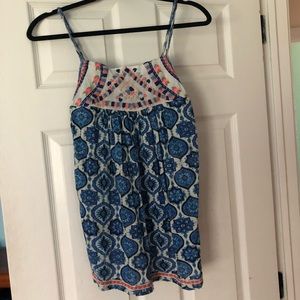 lucky brand blue print tank with neon embroidery